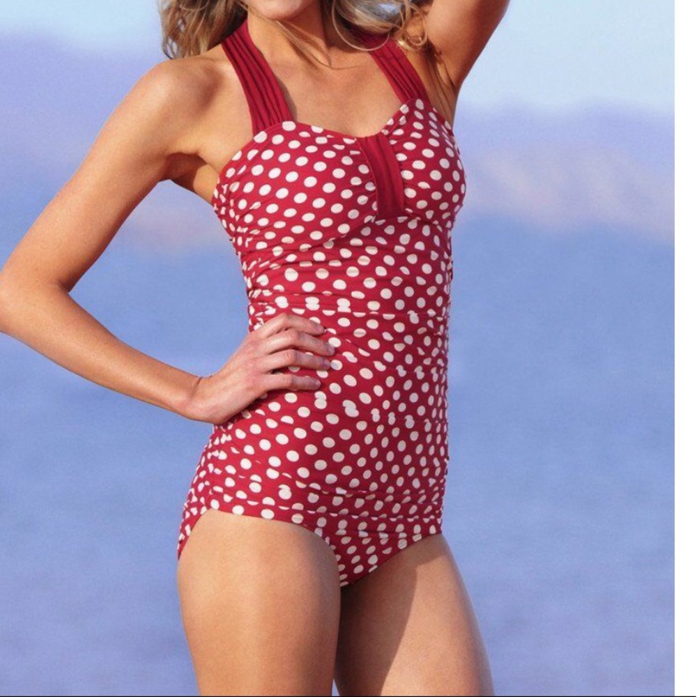 red & white tankini